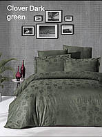 Комплект постельного белья сатин жаккард люкс евро Issi Home Clover Dark green