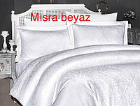 Комплект постельного белья сатин жаккард люкс евро Issi Home Misra beyaz