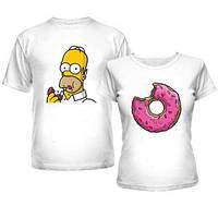 Парні футболки для закоханих Гомер і пончик