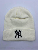 Шапка New York Yankees NY MLB Молочна з Чорним Лого, фото 3