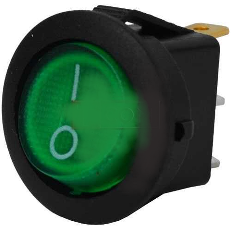 Перемикач круглий з підсвіткою MIRS-101-8C ON-OFF TCOM, 3pin, 6.5A, 220 V, зелений, фото 1