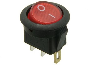 Перемикач круглий з підсвічуванням MIRS-101-8C ON-OFF TCOM, 3pin, 6.5 A, 220V, червоний, фото 1
