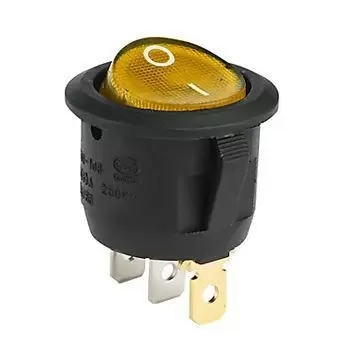 Перемикач круглий з підсвіткою MIRS-101-8C ON-OFF TCOM, 3pin, 6.5A, 220 V, жовтий, фото 1