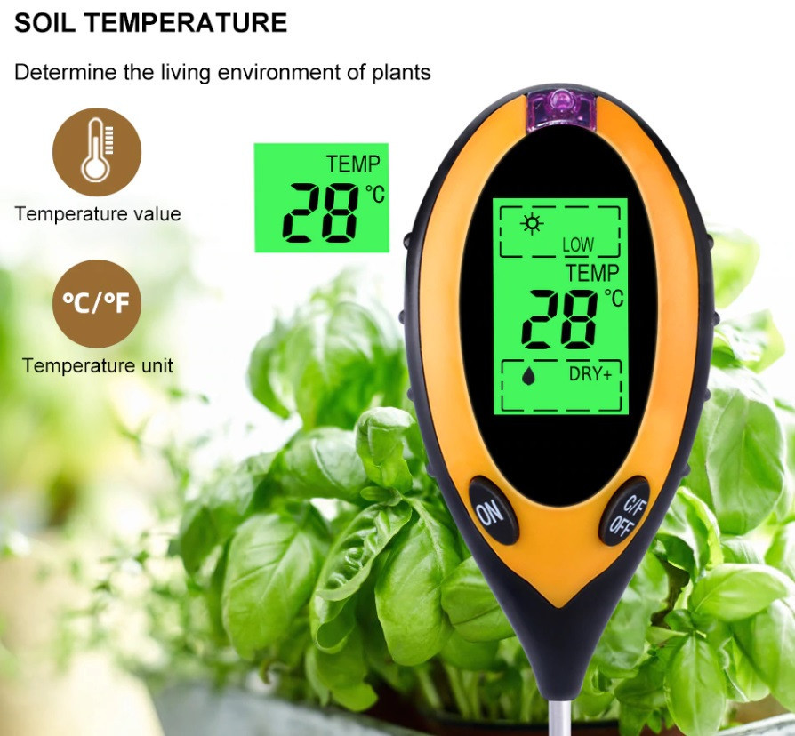 Анализатор почвы, грунта 4в1 измеритель РН, влажность, освещённость, температура - фото 3 - id-p1401054774