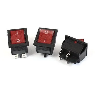 Перемикач із підсвіткою KCD-1-104, ON-OFF TCOM, 4pin, 6A, 220 V, червоний, фото 1