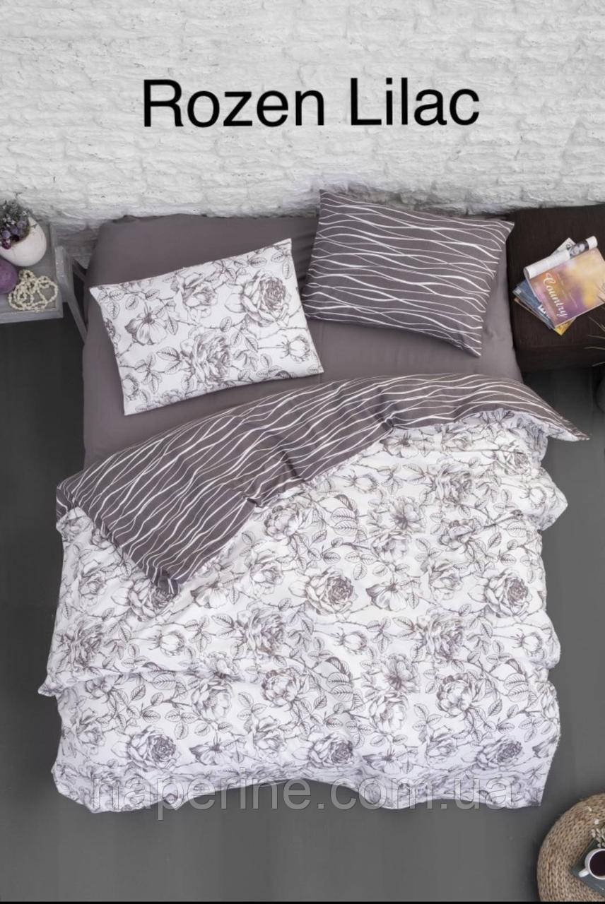Комплект постільної білизни з фланелі байка євро розмір  First choice Rozen Lilac