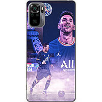 Силиконовый бампер чехол для Xiaomi Redmi Note 10s / Note 10 с рисунком Messi PSG