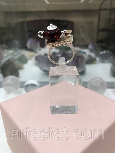 Кільце з цікавим дизайном у формі чайника, фото 1