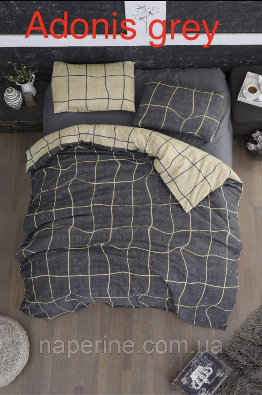 Комплект постільної білизни з фланелі байка євро розмір  First choice Adonis Grey