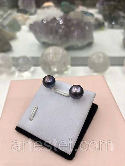 Сережки гвоздики з перлами, фото 1