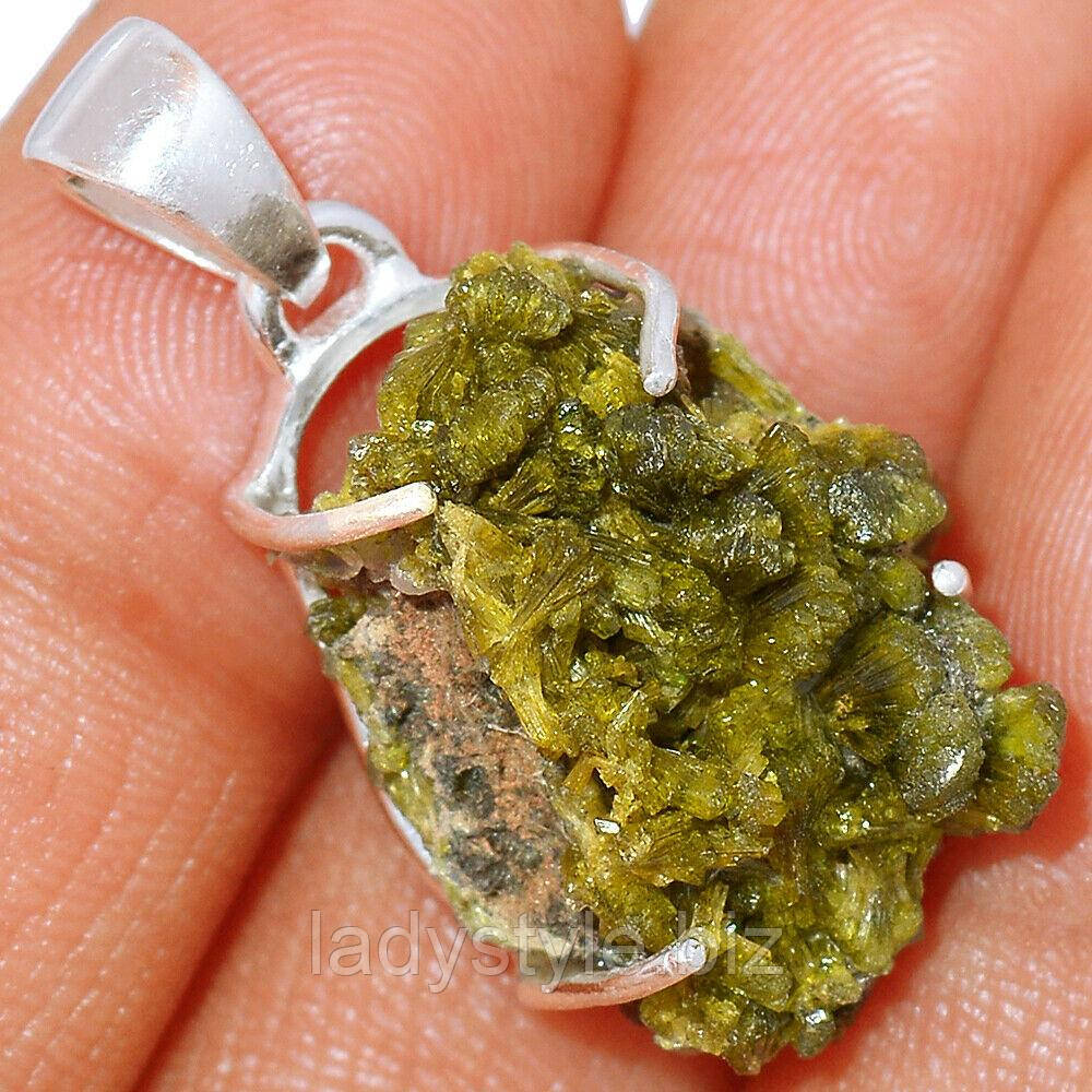 Срібний кулон з епідотом кристалом, фото 1