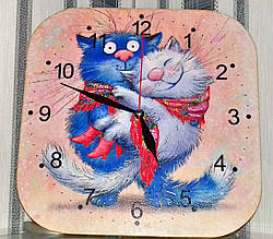 Годинник на стіну / Настінний годинник інтер'єрний декоративний кварцовий зі стрілками коти обнімашкі 253