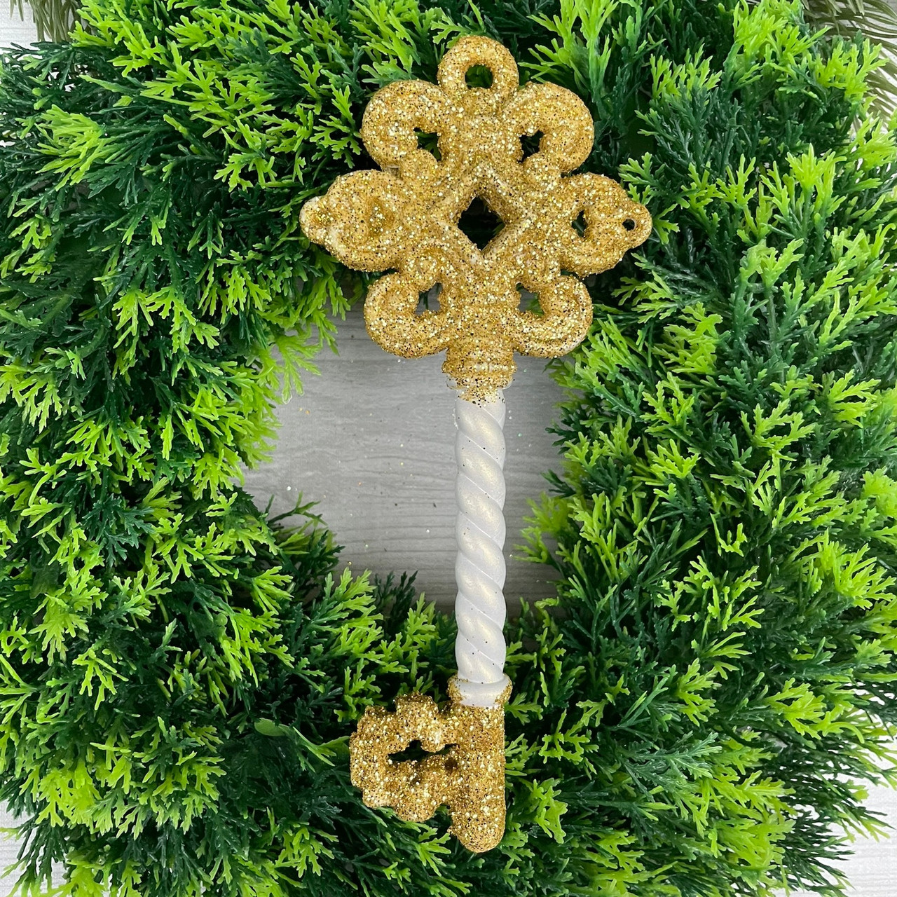 Новорічний декор Іграшка на ялинку ключик золото, фото 1