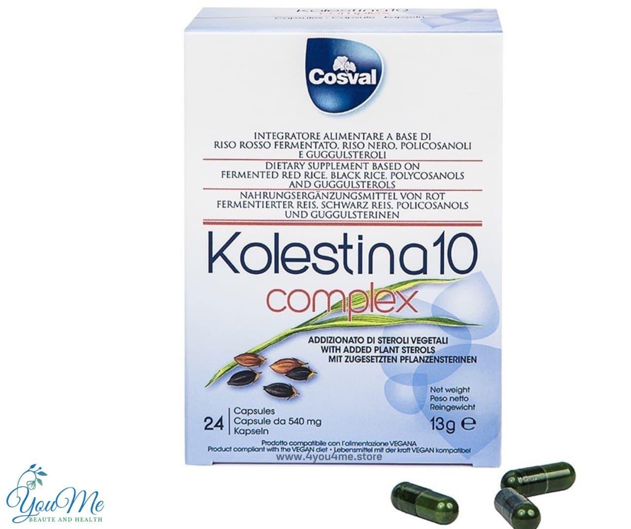 Колесіна 10 «Kolestina 10» допомагає регулюванню рівня холестерину та тригліцеридів Вівасан Швейцарія 24 шт.