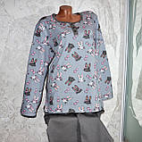 Теплий хатній костюм жіночий на байці, сіра зимова піжама для сну та дому. Розмір 48, фото 6