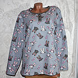 Теплий хатній костюм жіночий на байці, сіра зимова піжама для сну та дому. Розмір 48, фото 5