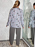 Теплий хатній костюм жіночий на байці, сіра зимова піжама для сну та дому. Розмір 48, фото 4