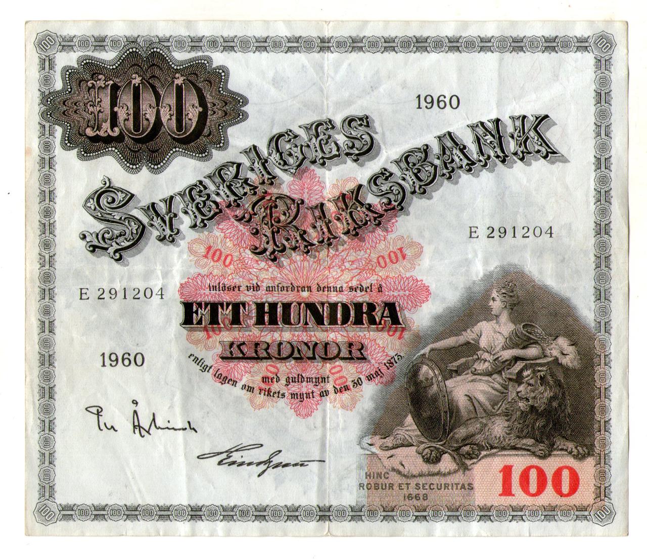 Швеція 100 крон 1960 рік No335