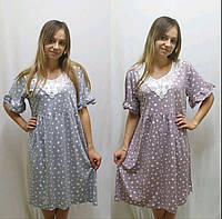 Нічні сорочки з мереживом із коротким рукавом