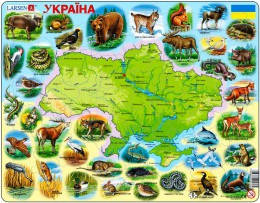 Пазл рамка-вкладиш Larsen Карта України - тваринний світ серія Максі (K37)