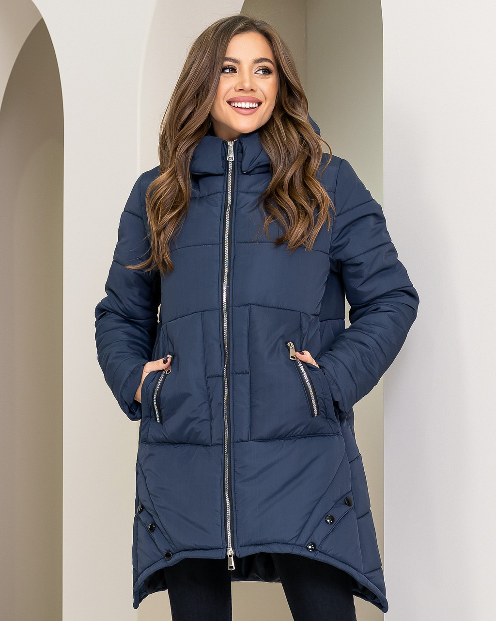 Куртка-парка (арт. 997) асиметрія, Темно-синій