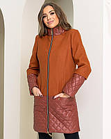 Пальто осінь / весна Кашемір + плащевка арт. 137/1 Коричневий / Таракота