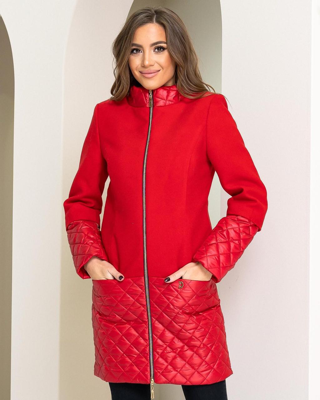 Пальто осінь/весна Кашемір + плащівка арт. 137/1 Червоний, фото 1