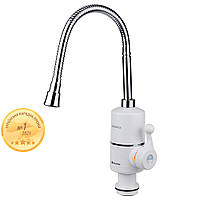 Кран-водонагрівач проточний AQUATICA NZ 3.0 кВт 0.4-5бар для кухні гусак гофрований на гайці NZ-6B312W (9797143)