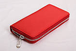 Яскраво червоний шкіряний гаманець на змійці, фото 2