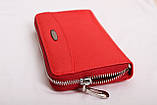 Яскраво червоний шкіряний гаманець на змійці, фото 3