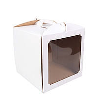 Коробка для торта з вікном 300х300х300, гофракартон, біла