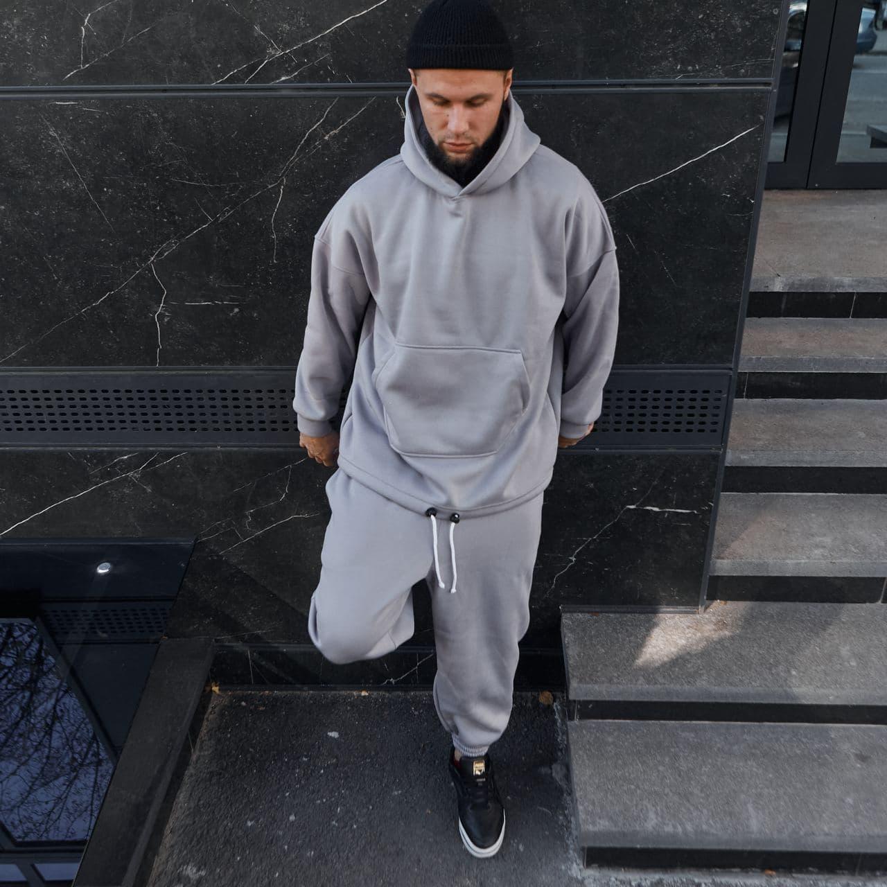 Спортивний костюм чоловічий бежевий оверсайз Baza | Костюм спортивний чоловічий на флісі ЛЮКС якості, фото 1