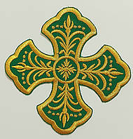 Крест на стихарь Хрест для стихарів малий 15 на 15 см зелений з золотом