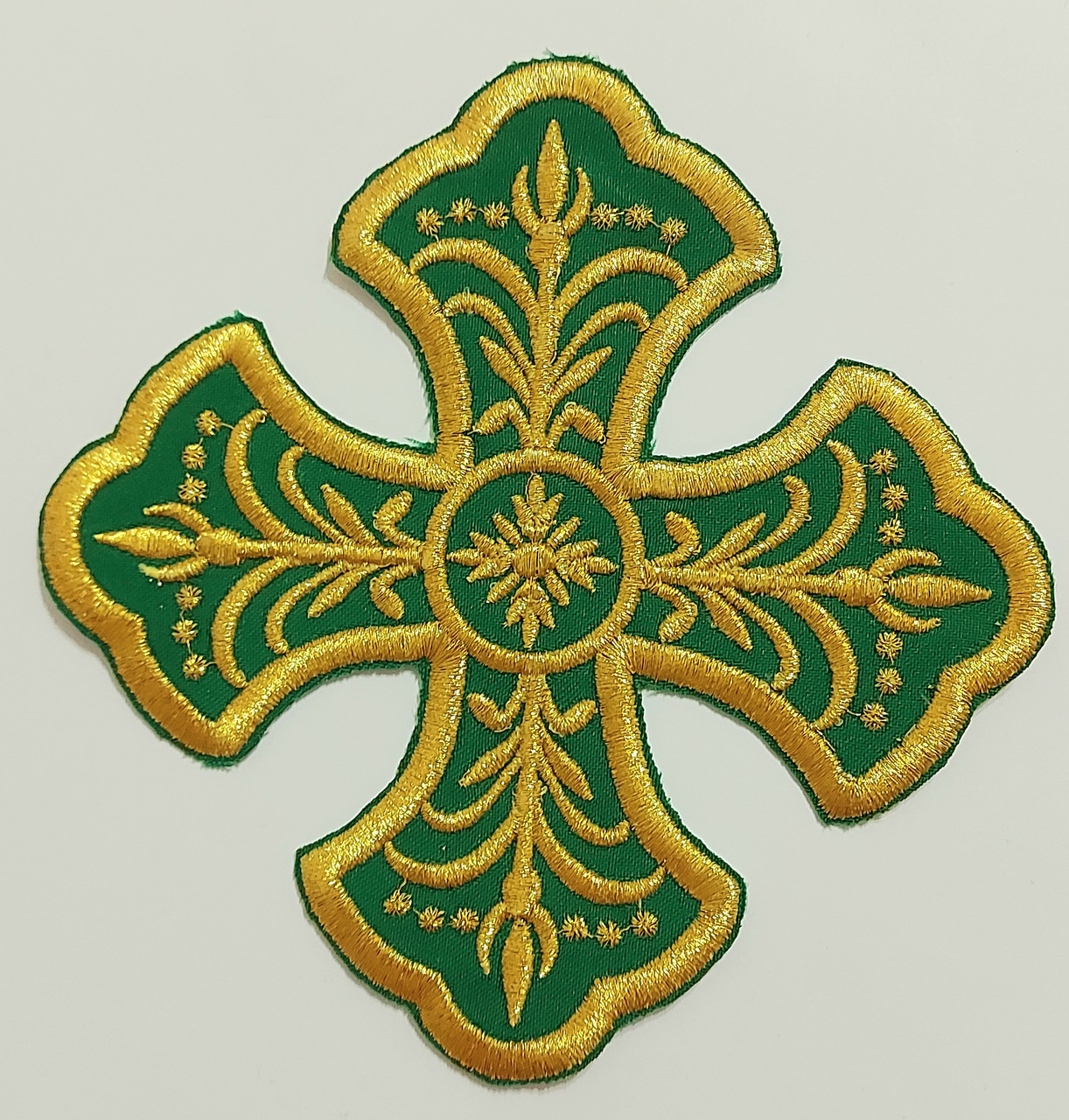 Хрест на стихар Хрест для стихарів малий 15 на 15 см бірюза з золотом