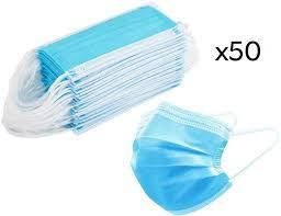 Маски медичні 3-х шарові блакитні 50 шт.