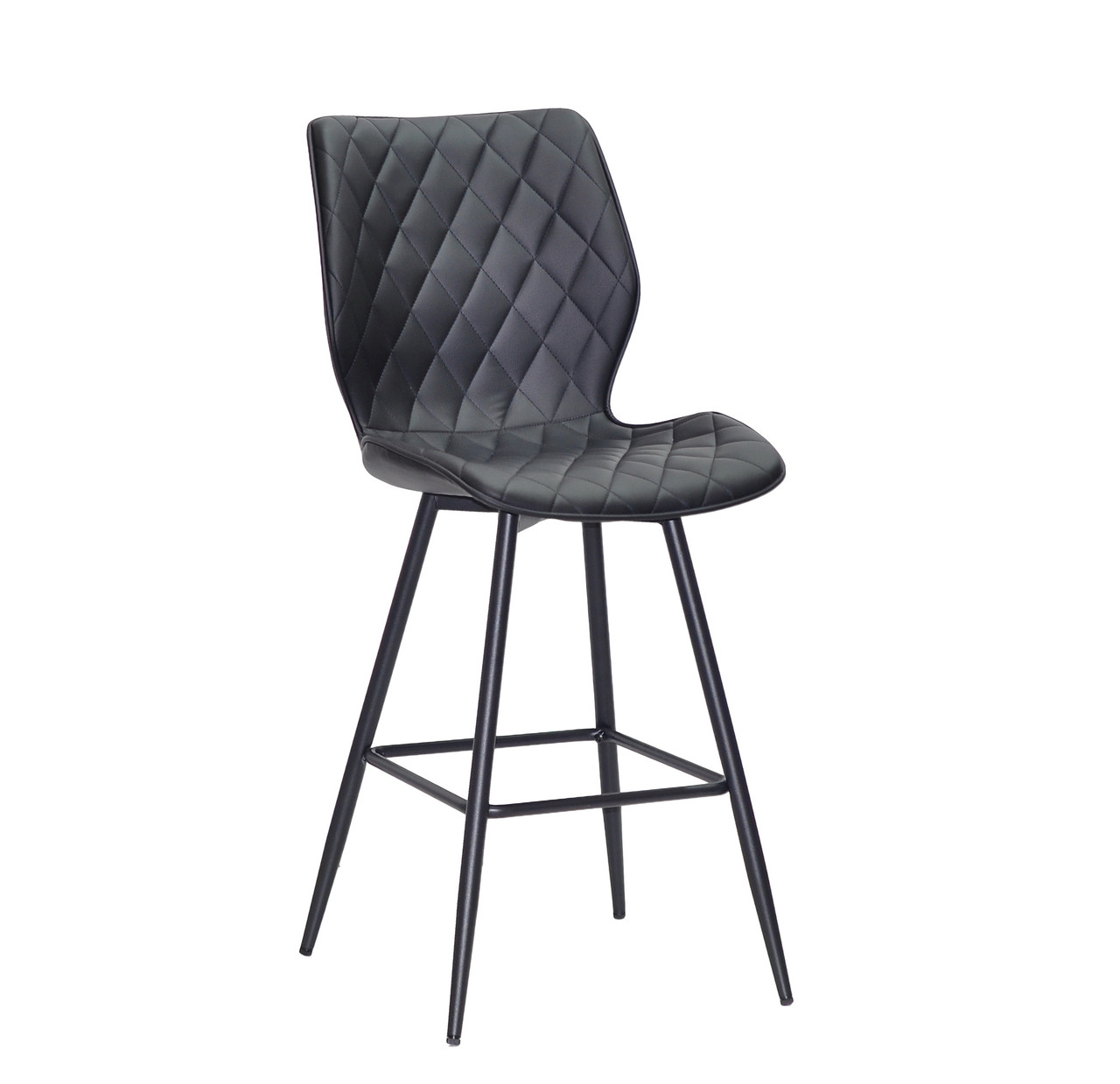 Полубарный стілець стаціонарний Тоні чорний кожзам TONI BAR 65-ML на чорних ніжках метал, фото 1