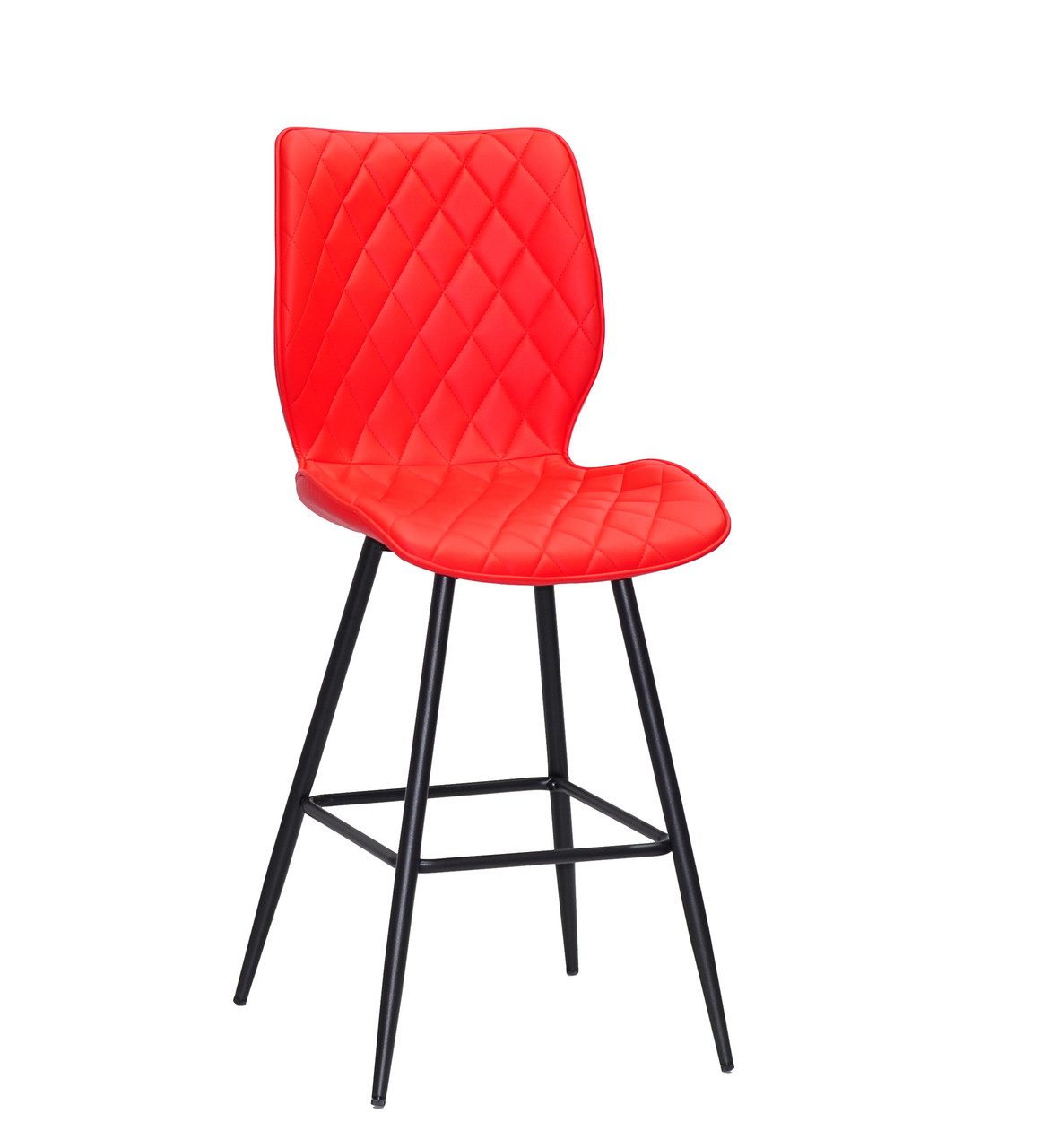 Полубарный стілець стаціонарний Тоні червоний кожзам TONI BAR 65-ML на чорних ніжках метал, фото 1