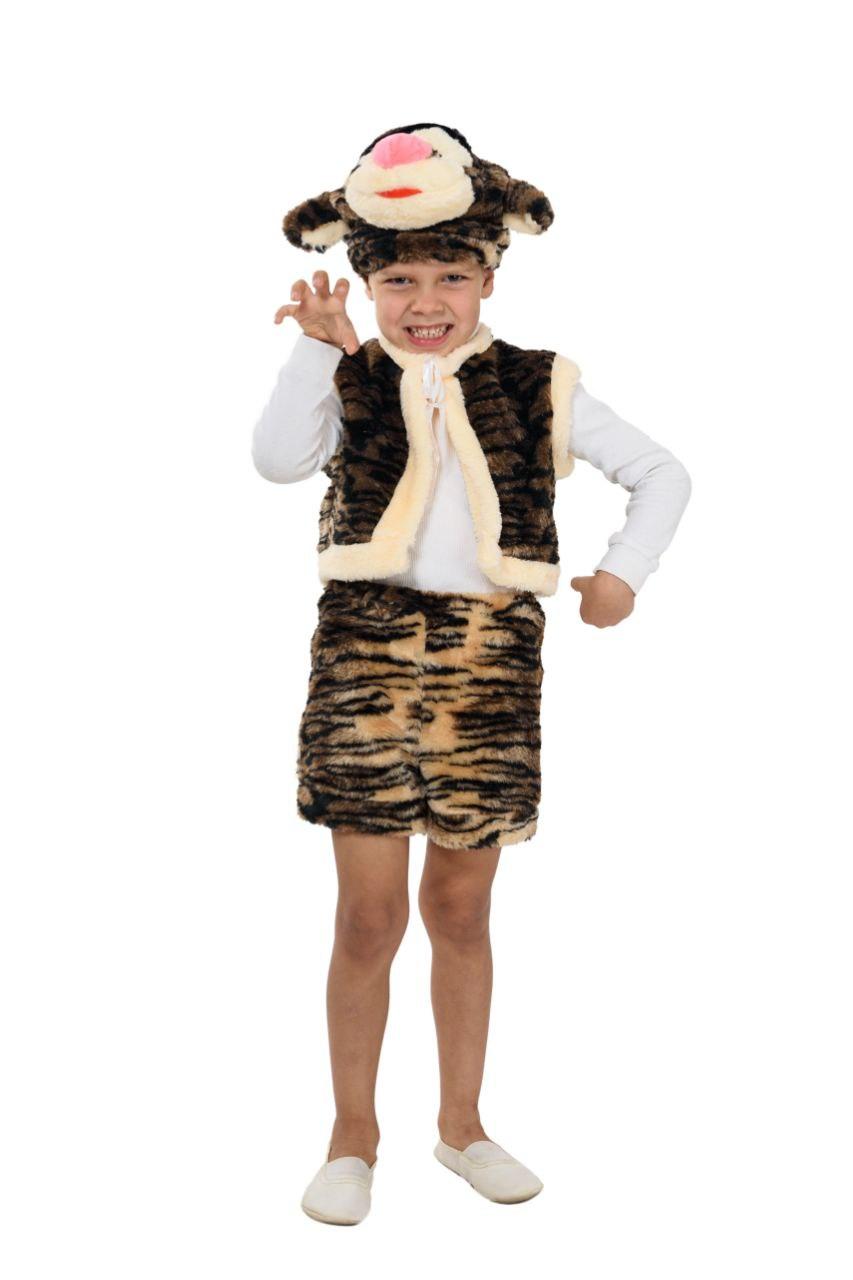 Карнавальный костюм ТИГР, ТИГРЁНОК (коричневый) для детей 3-6 лет, 104-122см, детский новогодний костюм Тигра - фото 2 - id-p614441553