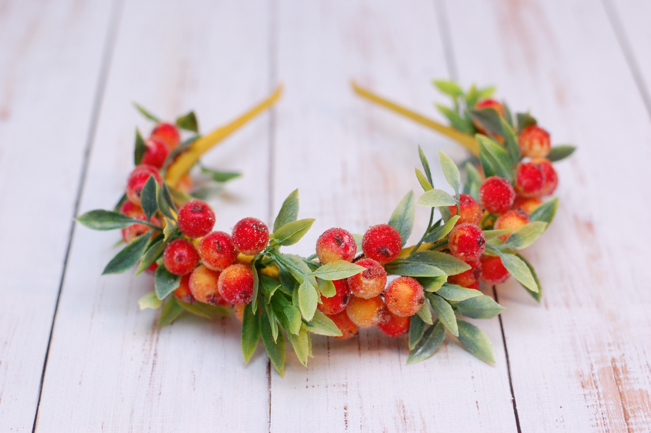 Обруч на голову / обідок для волосся горобина помаранчевий 485, фото 1