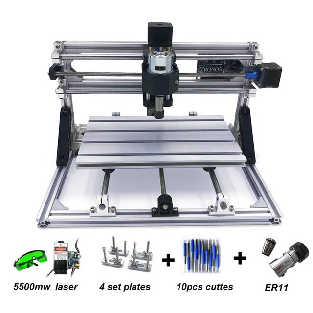 Гравер CNC 3018 фрезерний верстат ЧПУ + лазер 5500 мВт