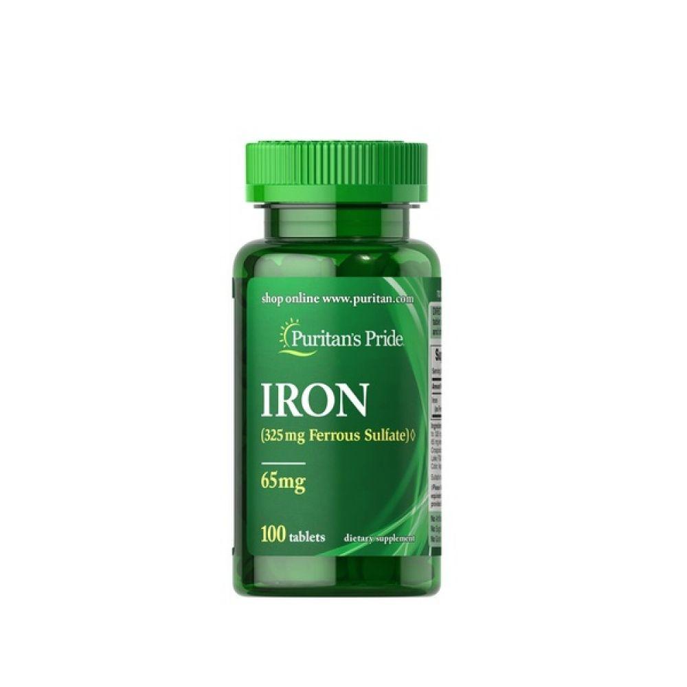 Залізо Puritan's Pride Iron 65 mg (Ferrous Sulfate 325 mg) 100 Tabs