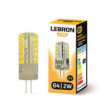 LED лампа 2W капсульная Lebron L-G4 12V G4 4500K 180Lm угол 360 °