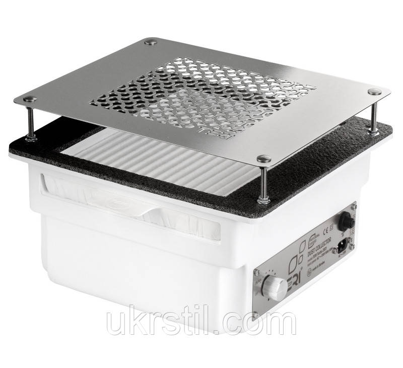 Врізна манікюрна витяжка з HEPA фільтром Teri Turbo, колір білий (сітка металік), фото 1