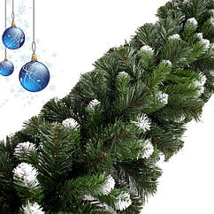 Новорічна гірлянда з хвої Карпатська 2.5 м ПВХ (Зелена з білими кінцями)