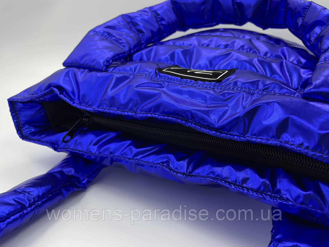 Женская сумка шоппер стеганая цвет синий - фото 3 - id-p1507121649