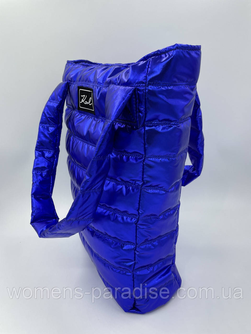 Женская сумка шоппер стеганая цвет синий - фото 2 - id-p1507121649