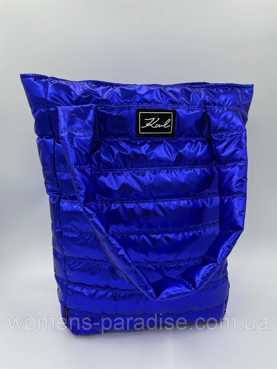 Женская сумка шоппер стеганая цвет синий - фото 7 - id-p1507121649