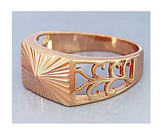 Перстень-друк TSATSA з різьбленими візерунками. Позолота ЧВ. Розміри: 19р. 20р. 21р. 22р.