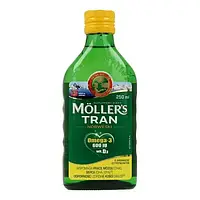 Mollers Tran omega 3 250мл. - зі смаком лимона, великий термін придатності, в наявності (Orkla, Польща)