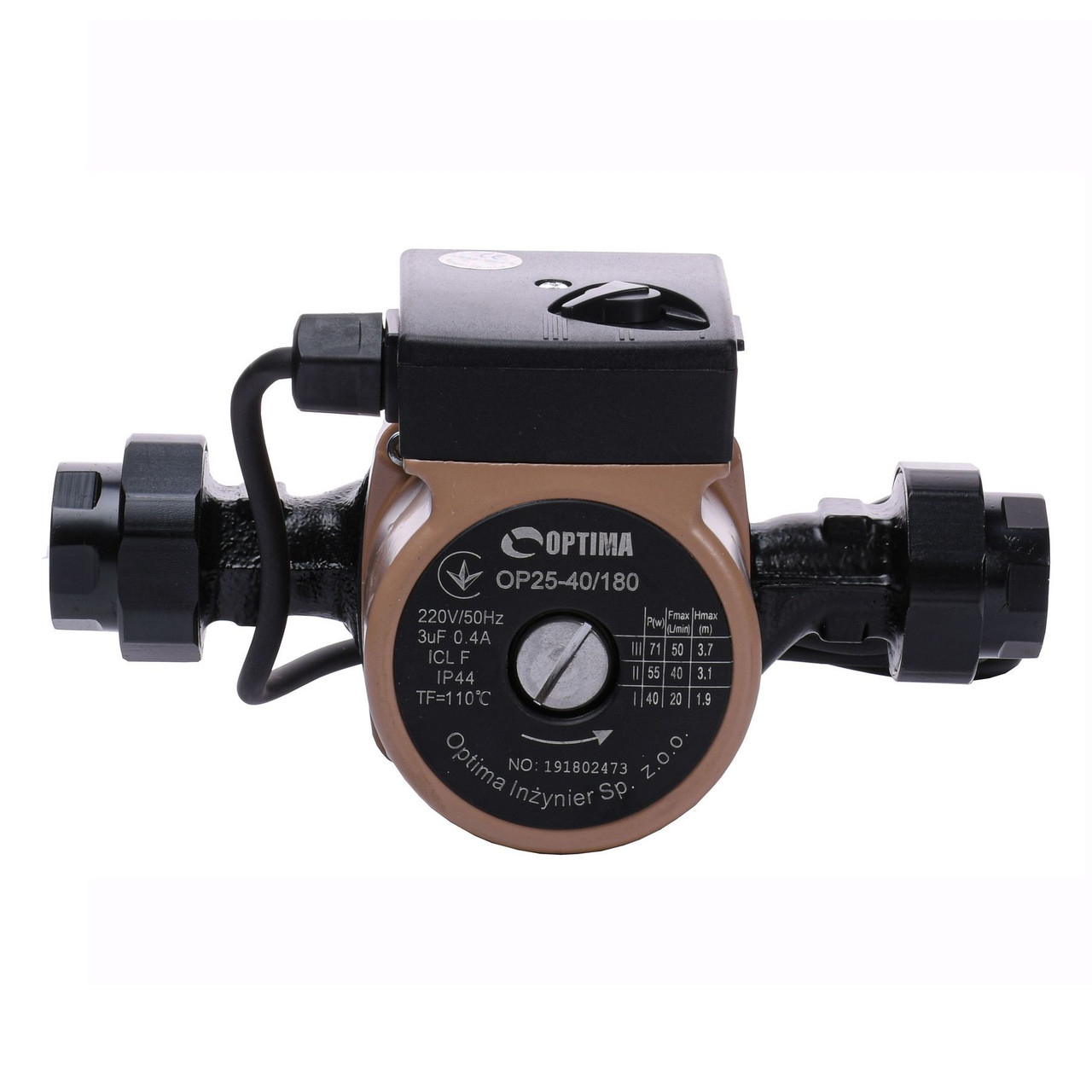 Циркуляційний насос Optima OP 25-4-180 мм (71 Вт, 3 мᶟ/год, + гайки) для опалення